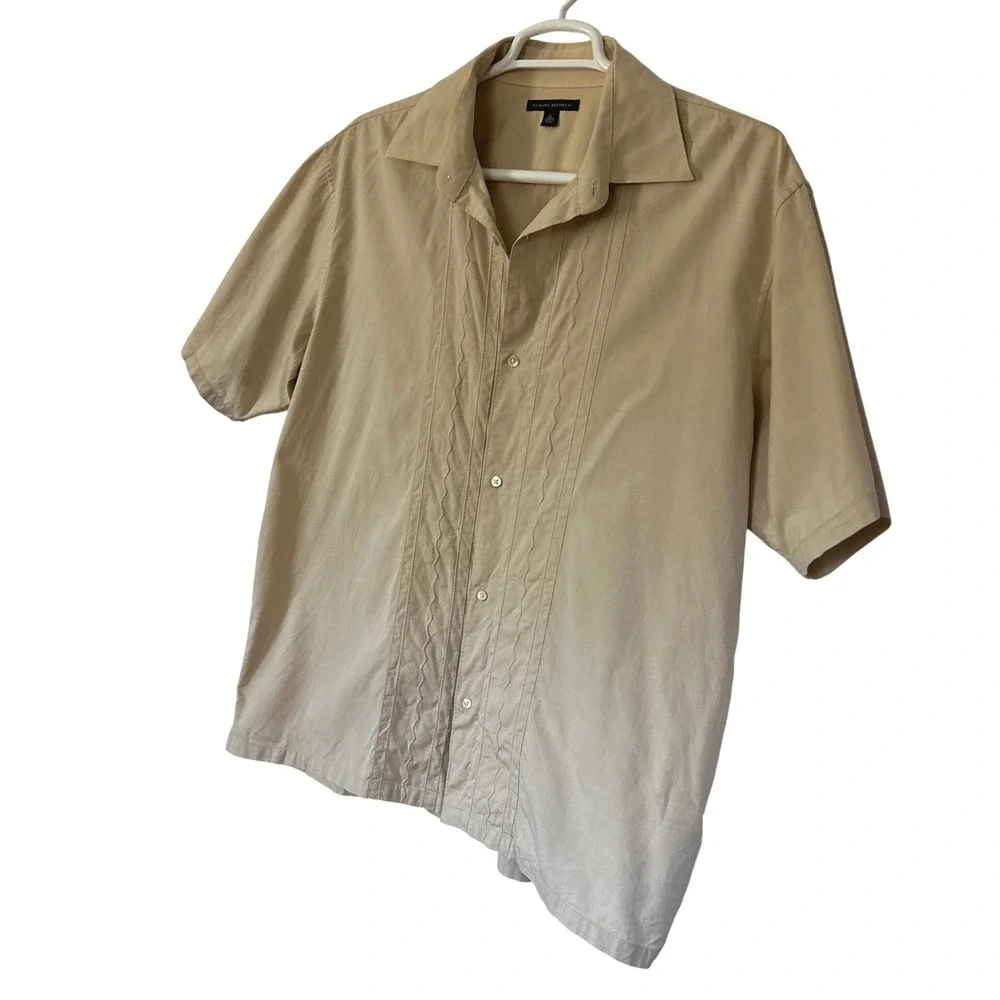 Vintage Banana Republic Y2K Resort Pintuck Camp Shirt XL 100% Cotton 2003 Cabana